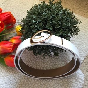 Calvin Klein white belt gold buckle Large NEW